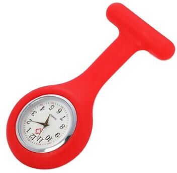 Uplifted Goods Silicone Nurse Pocket Watch Simple Fashionable & Portable red