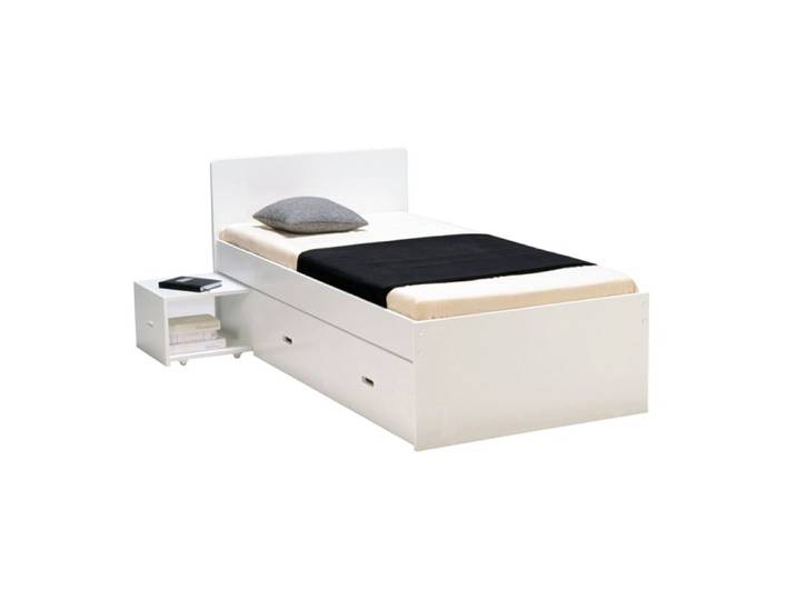 Lit ZENIA 90x190 + 1 chevet + 1 tiroir / Blanc