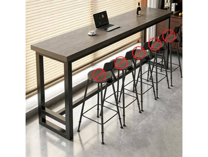 Bartisch Massivholz Schmaler Stehtisch mit Metallgestell für Küche Café Massivholzplatte mit stabilem Metallgestell, schmaler Bartisch für Küche, Café und Wohnzimmer, platzsparendes Design