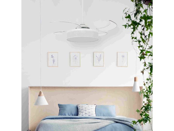 Beacon Lighting Deckenventilator Licht Fanaway Fraser weiß/klar leise, weiß / opal, für Wohn- / Esszimmer, Metall, Modern