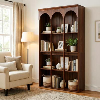 YUZHOU 70.9-Inch Arched Bookcase, 5-Tier Freestanding Display Shelf