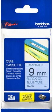 Brother tz521 9 black on blue