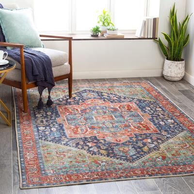 Livabliss Arabella Vintage Medallion Printed Machine Washable Area Rug