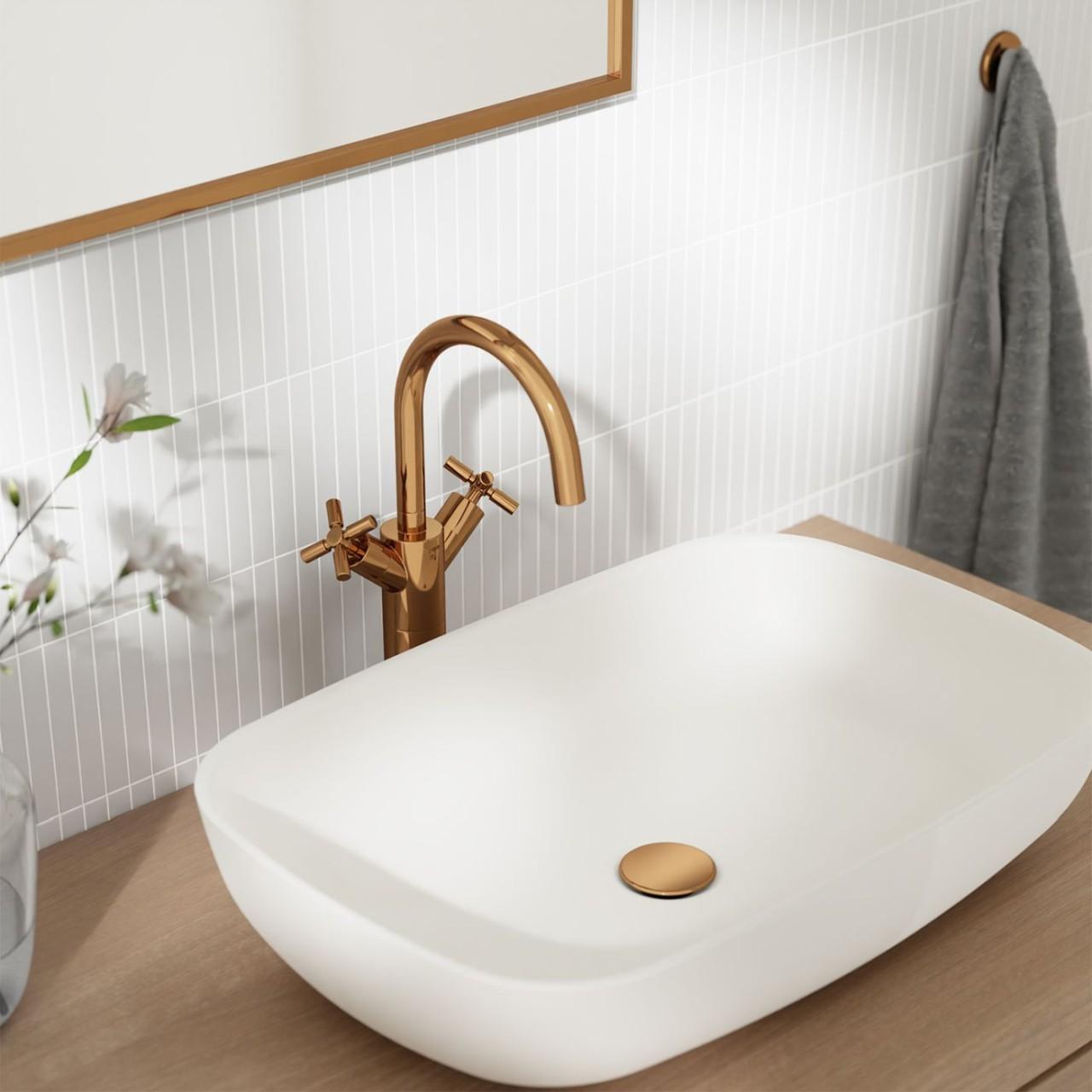 Steinberg Serie 250 Waschtisch-Zweigriffarmatur verlängert, rose gold, 250 1550 RG 250 1550 RG