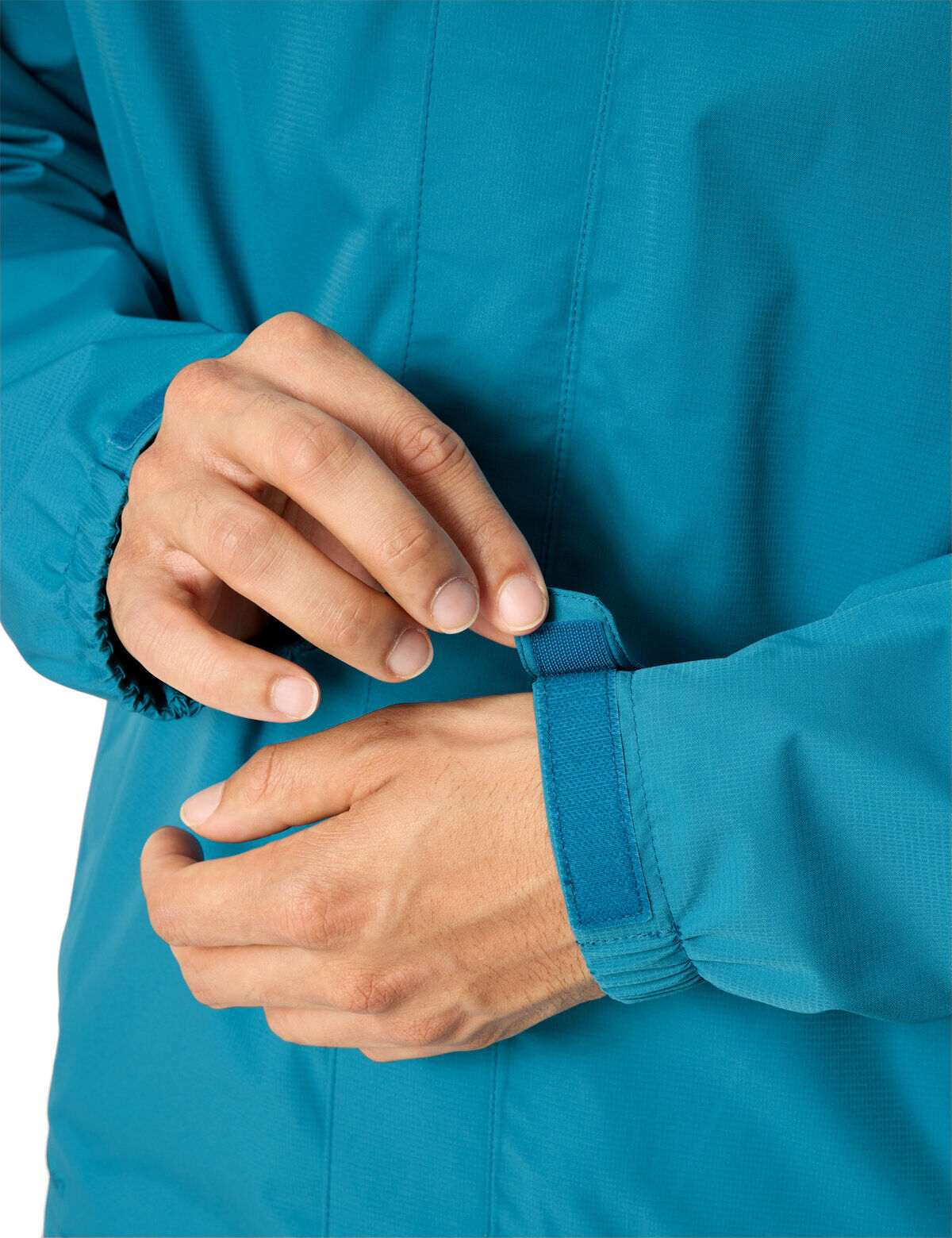 Regenjacke VAUDE "Men's Escape Light Jacket", Herren, Gr. 3XL, blau (caspian blau), Obermaterial: 100% Polyester. Futter: 100% Polyamid, normal, mit verstellbarem Klettverschluss, Jacken Regenjacke, mit zwei Reissverschlusstaschen, atmungsaktiv, schnell t