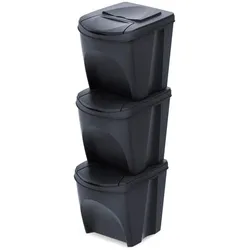 Prosperplast Ein Satz ECO SET3 Anthrazit ECO 25L Abfallbehälter..., Abfalleimer, Grau
