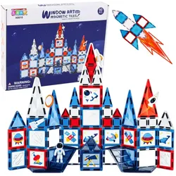 Lean Toys Magnetische Weltraumfenster-Bausteine, 90 Stk.