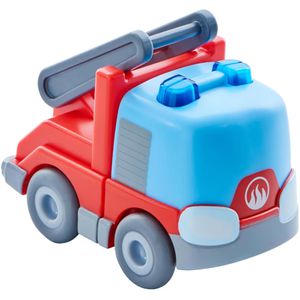 Haba Fahrzeug 303844 Kullerbü Feuerwehr-Leiterwagen, mit Schwungmotor