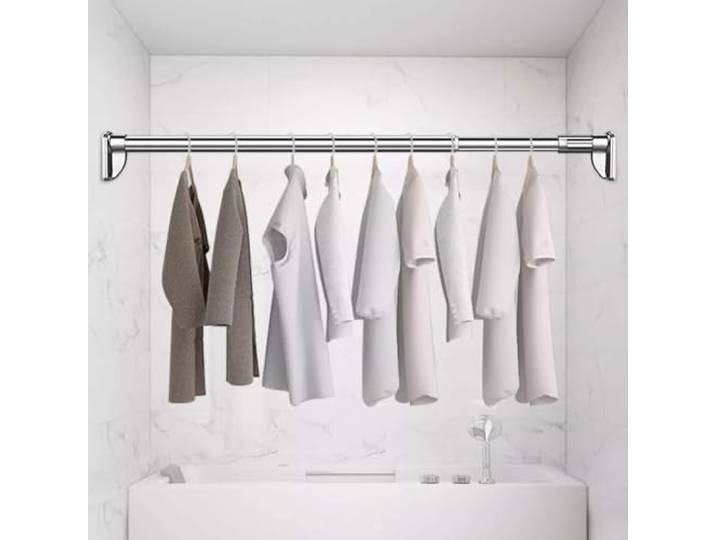YYLMKMFC-UK Robuste, verstellbare Kleiderstange ohne Bohren, Verlängerung for hängende Kleiderstangen, Duschvorhangstangen Fenstervorhangstange Kleidungsstück(Silver,1.3~2.5m (51.2~98.4in))