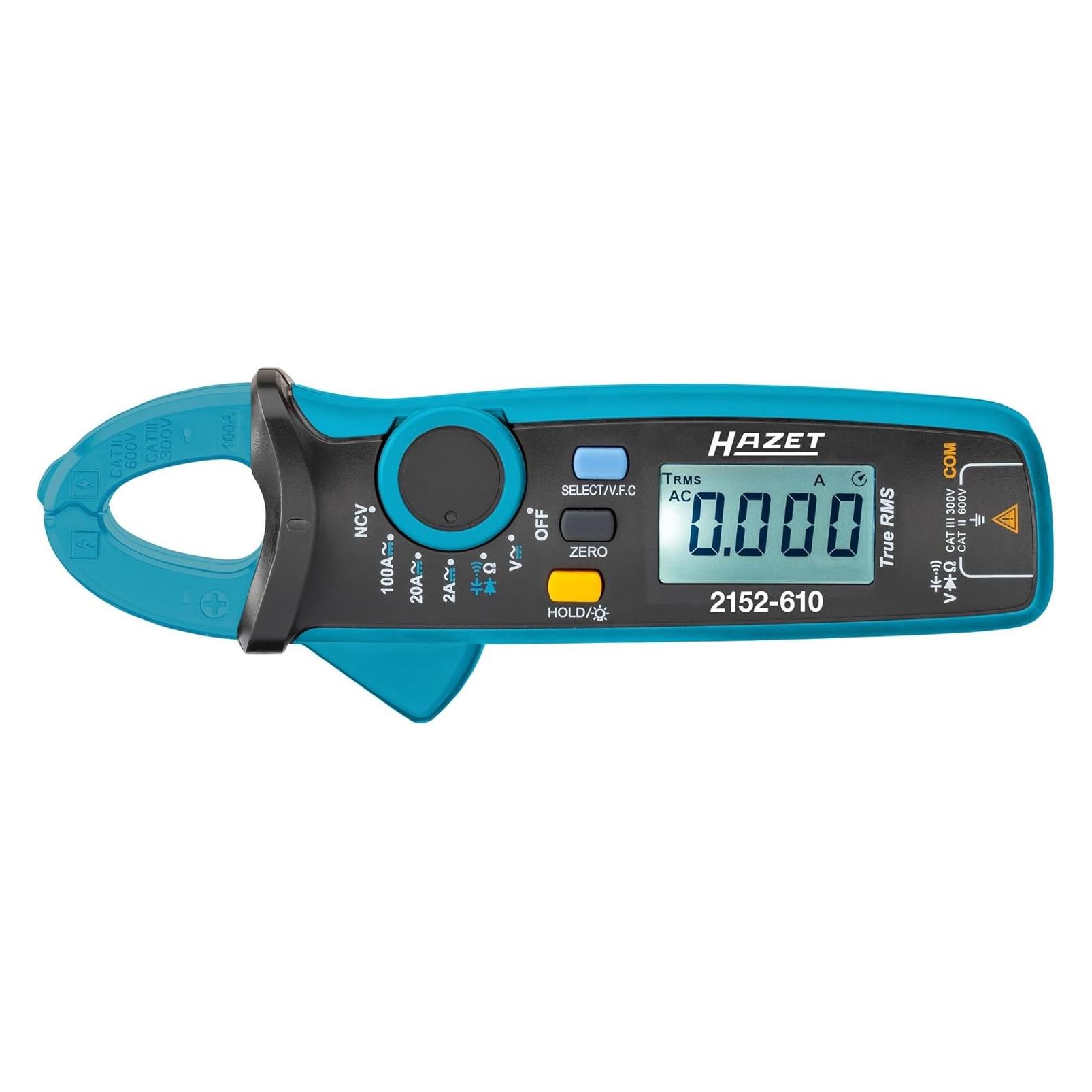 Hazet Stromzange digital 2152-610 L x B x H: 34 mm x 60 mm x 175 mm (CAT II 600V, CAT III 300V, Zangenstrommesser) (2152-610)