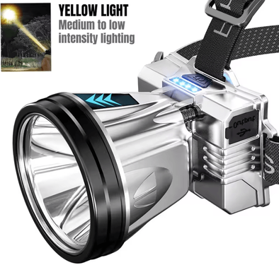 Inspire Curations Super Bright Rechargeable LED Outdoor Headlamp 036td yellow Light
