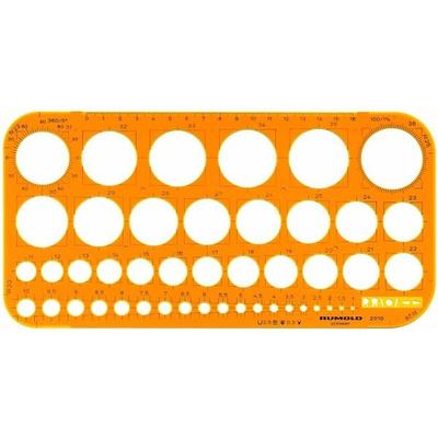 RUMOLD Kreisschablone 1-36mm Kunststoff orange/transparent Packung mit 10 Stück