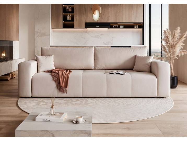 yourhouse24 Sofa PEDRO Kompakte Design – Mit Schlaffunktion & Bettkasten, mit Schlaffunktion und Bettkasten, Seite universal