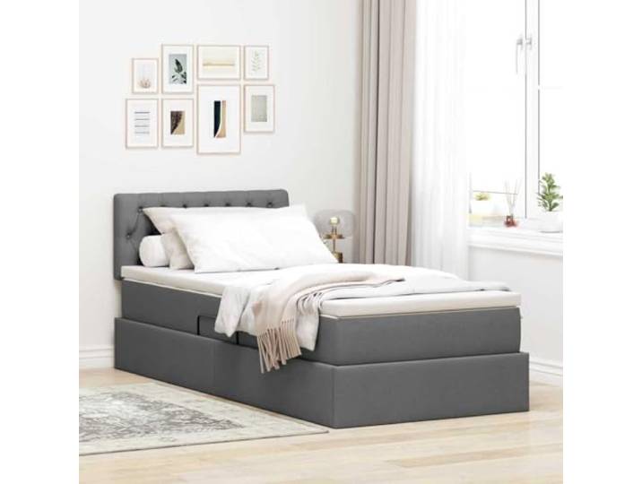 Stauraumbett Mit Matratze Hydraulischer Lattenrost Modern Dunkelgrau 100 x Stauraumbett 100x200 mit Matratze Dunkelgrau Bett mit Aufbewahrung und Lattenrost Hydraulik Metallrahmen