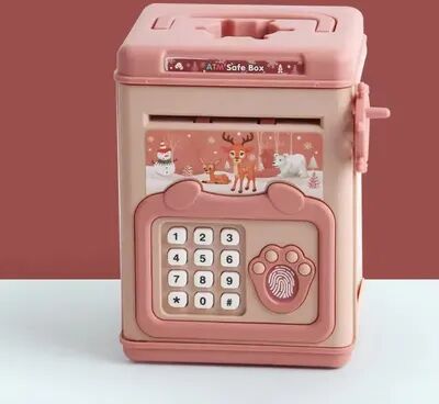 Market Central Electronic Fingerprint Piggy Bank For Kids Smart Password Money Box Savings Gift pink