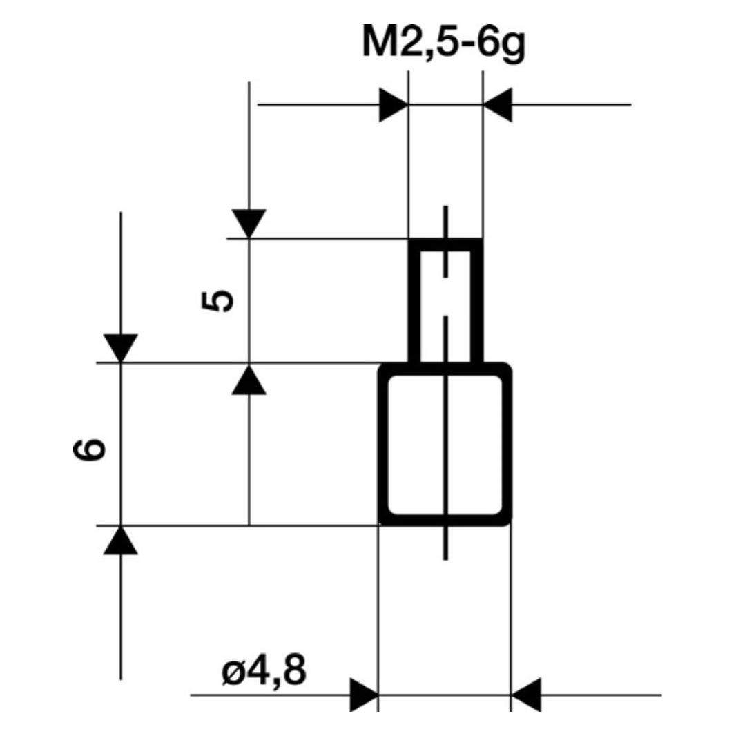 Käfer Messeinsatz Ø 4,8 mm plan M2,5 Stahl passend zu Messuhren (62004)