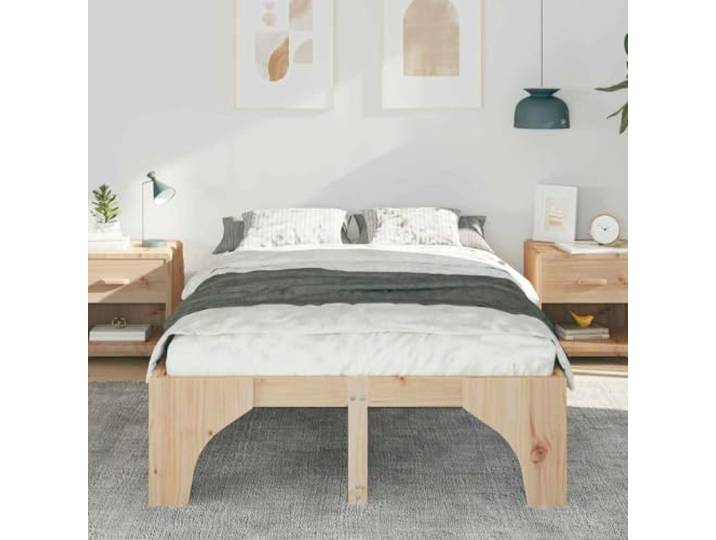 KTHLBRH Doppelbett Kiefer massiv 135 x 190 cm Lattenrost, modernes Design, Kapazität 200 kg, pflegeleicht