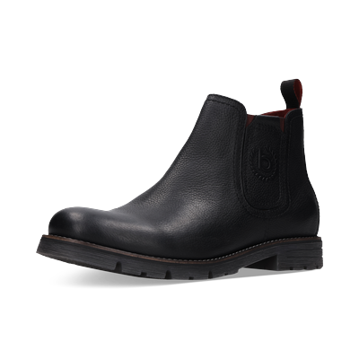 Chelseaboots BUGATTI, Herren, Gr. 40, schwarz, Leder, Basic, Schuhe Chelseaboots, Stiefelette, Boots mit Profilsohle