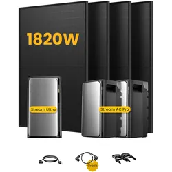 EcoFlow Stream Ultra, All-in-One Speicher für Balkonkraftwerke, mit 4 x 455 Bifaziale Solarmodule, by Powerness - Stream Ultra + 2 x Stream AC Pro | 5760Wh / ohne Zubehör / Standardversand