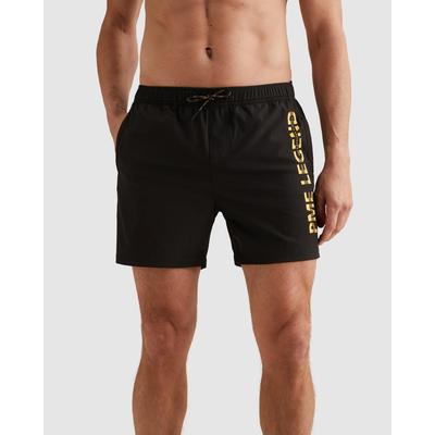 Badeshorts PME LEGEND "AIRFRAME SWIMSHORTS BIG LOGO PRINT", Herren, Gr. S, N-Gr, schwarz, Web, Elasthan, Polyamid, Badehosen Badeshorts