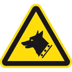 Schild Warnung vor Wachhund ISO 7010, Alu, 200 mm SL