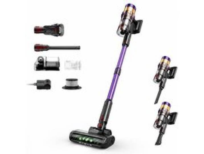 Aspirateur balai sans fil 660W 70KPA à la main écran tactile lumière LED Violet