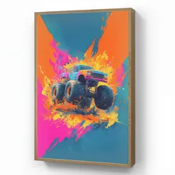 WANDLEUCHTE MIT AKKU Monstertruck - Abstrakt - Farbspritzer - Farbenfroh Dimmbar 60x90 cm Wandlampe