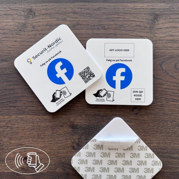 Securit Skilt M/chip Selvklæb Kvadrat, Eget Logo, Facebook