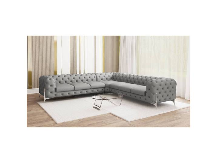 Ecksofa IV Grau Microfaser Enza 323 x 323cm Gleichschenklig Glamour