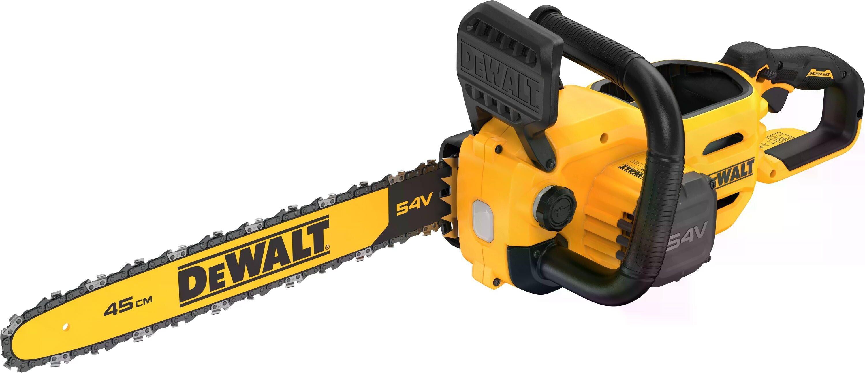 Akku-Kettensäge DEWALT "Basis (bürstenlos), 45 cm, Solo", gelb, Kettensägen, Akku-Kettensäge gelb Einheitsgröße