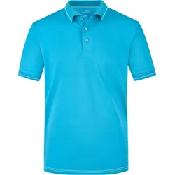 James & Nicholson Herren Jersey Stretch Polo JN569 aqua/white M