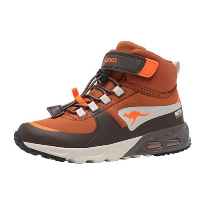 Sneaker KANGAROOS "KX-HYDRO", Mädchen, Gr. 27, atmungsaktiv, braun (scotch, neon orange), Synthetik, Textil, Schuhe Sneaker, Wasserdicht, Schnellschnürung