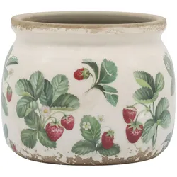 Chic Antique Übertopf Fraises – Keramik-Blumentopf mit Erdbeermuster, 9,5 cm, Ø 12 cm