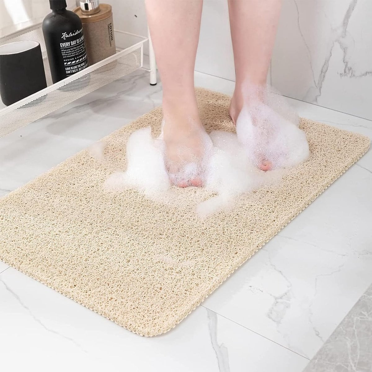 Unyqoos Zachte antislip douchemat met masserend luffa ontwerp