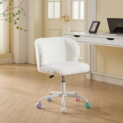Ostweer Artificial rabbit hair Home Office Chair Adjustable Swivel Office Chair Dressing Chair with Metal Base