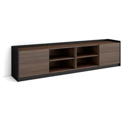 LOWBOARD, 207x37x50 cm, Für TV-Geräte bis zu 80", Fernsehtisch, Dunkler Eiche und Schwarz