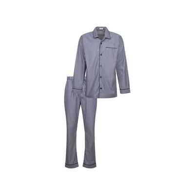 Schlafhose SEIDENSTICKER, Herren, Gr. 54, Normalgrößen, blau (dunkelblau), 100% Baumwolle, gestreift, Hosen Schlafhose