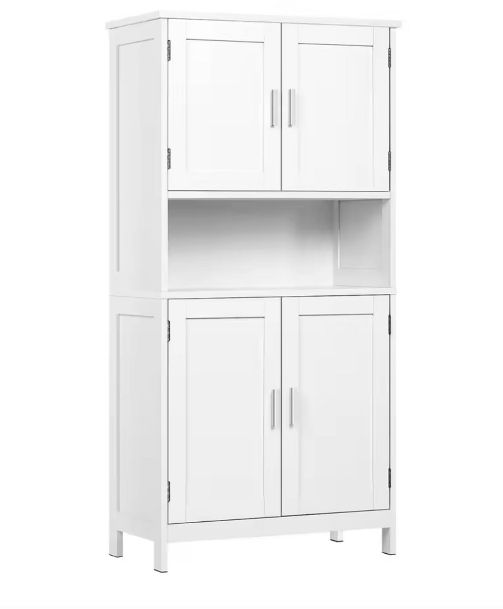Varnox Kast met 4 deurtjes voor badkamer of woonkamer - Wit - B: 60 cm, D: 30 cm, H: 120 cm