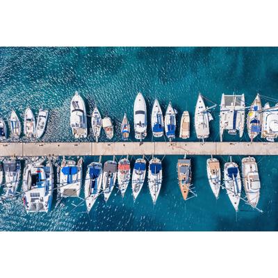 Fototapete PAPERMOON "Boote im Wasser", bunt, B:5m L:2,8m, Vlies, Tapeten