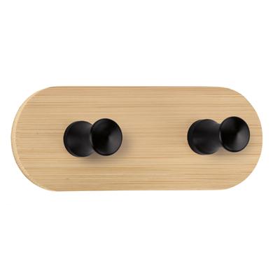 Klebehaken KLEINE WOLKE "Bamboo Hook Duo", braun (natur), B:12cm H:4,5cm L:3,6cm, Bambus, Haken