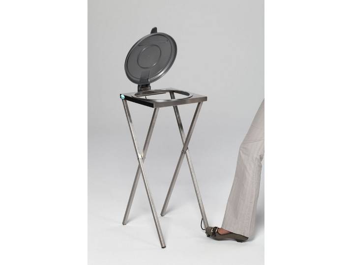 PROREGAL® Mülleimer Scherenständer Fußpedal für 120L Sack 90x40x45 Edelstahl Silber Deckel
