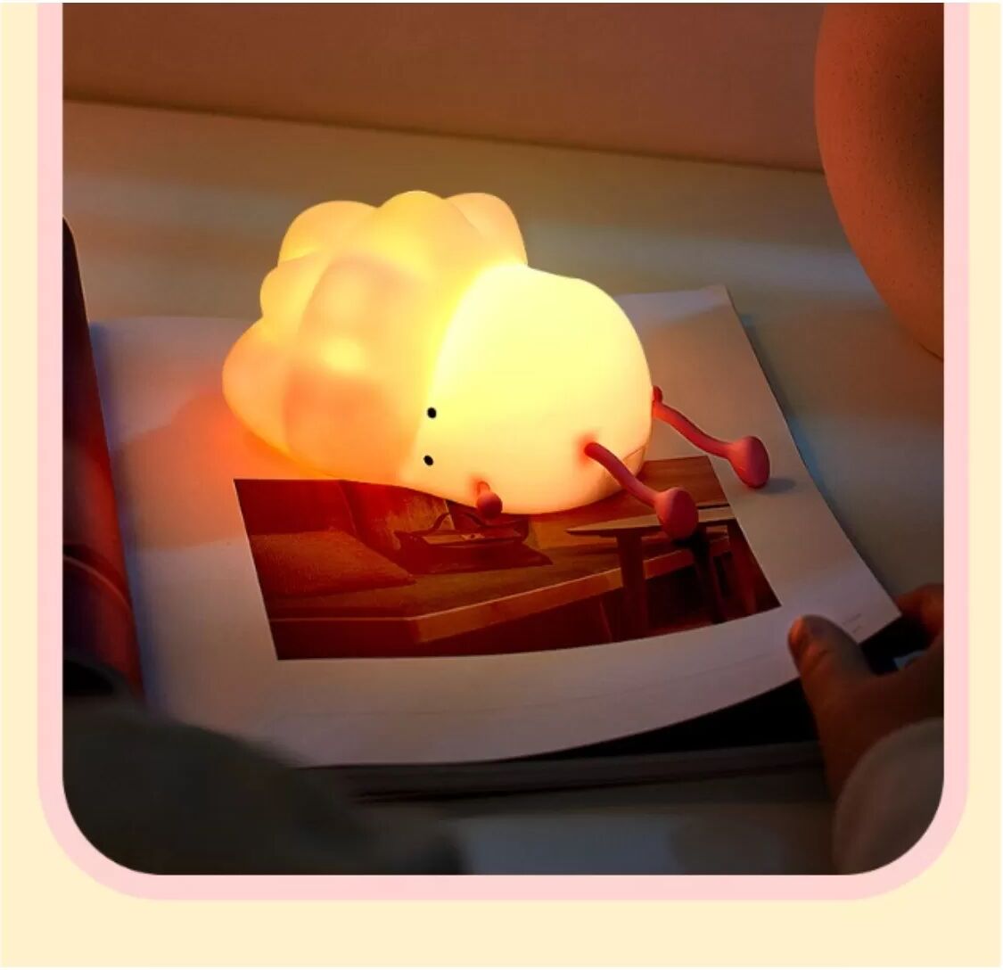 INF Kohlförmiges Silikon-Nachtlicht — Soft-Touch, Aufladbare Nachttischlampe mit 3 Helligkeitsstufen und Tippen-Steuerung, Pink