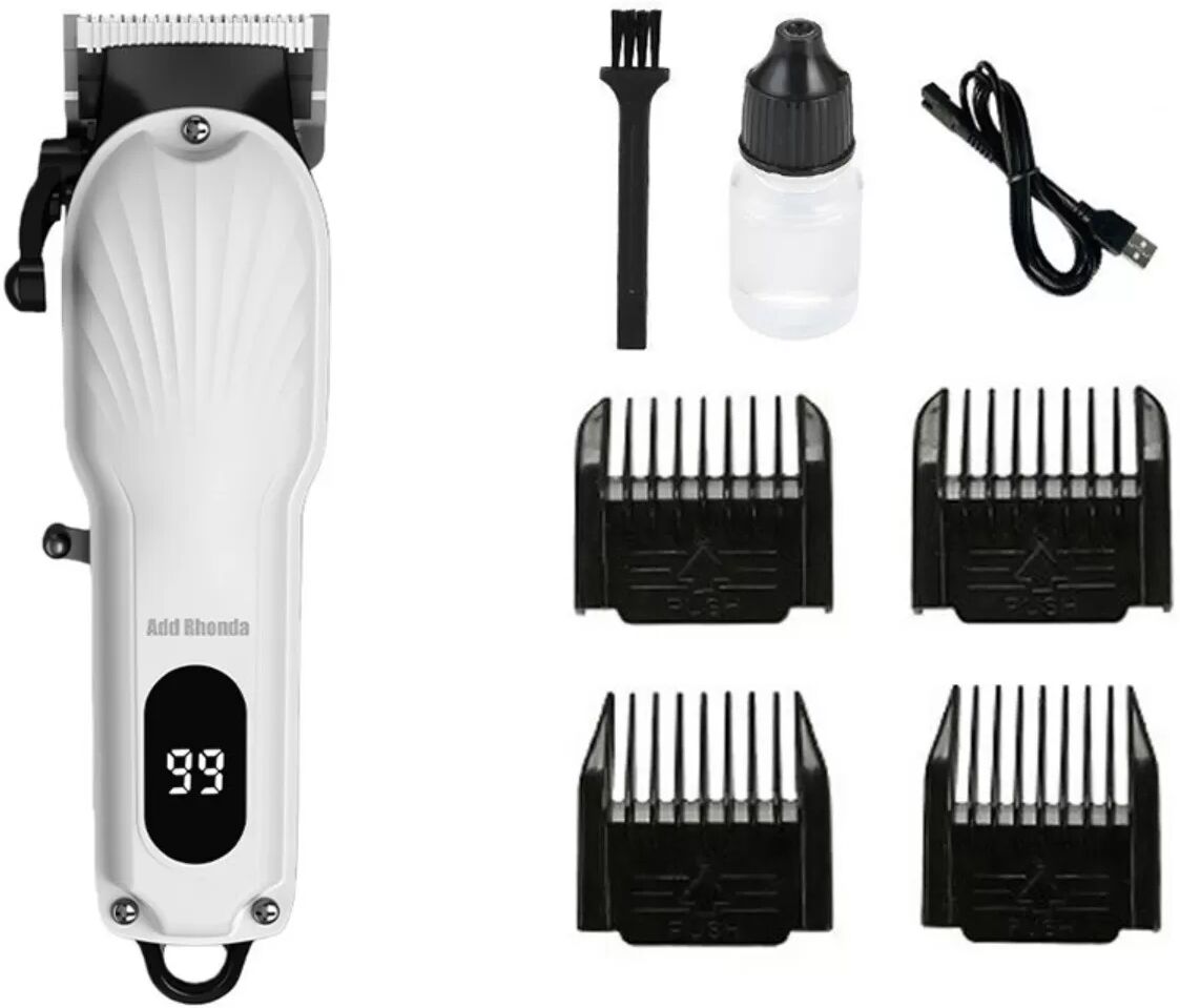 INF Professionelle kabellose wiederaufladbare elektrische Haarschneidemaschine mit Keramikklinge & LCD-Display Weiß
