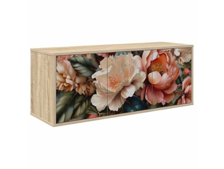 HGFDVCMR Wandmontierter TV-Schrank Sonoma-Eiche 102x33x40cm TV Board Schwebendes Hängeboard mit 3 Türen und Dekor-Muster für Wohnzimmer und Schlafzimmer, vertikaler Platzgewinn.