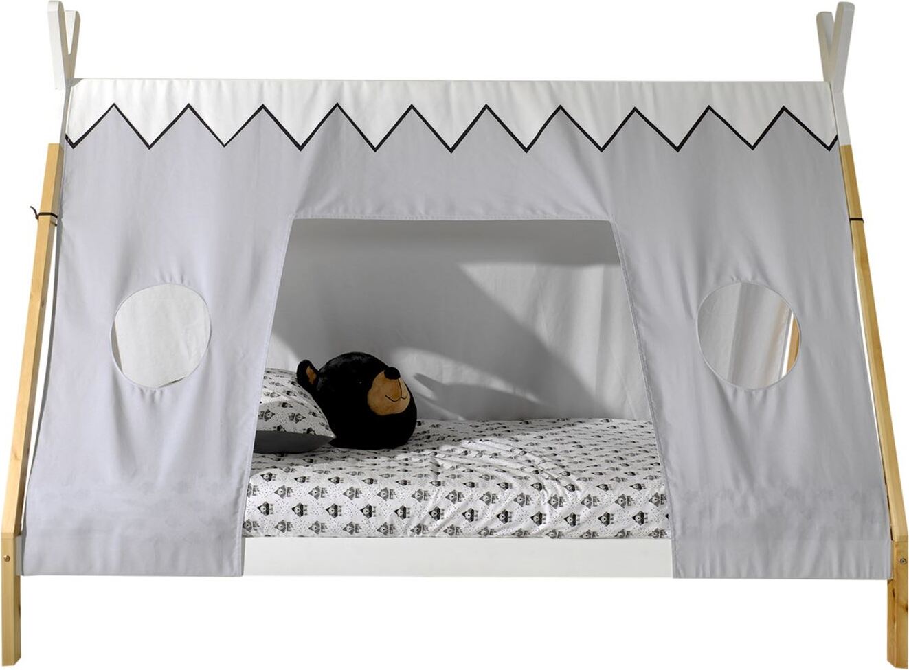 Zeltbett Karyn 4 206x98x158 Kinderbett Massivholz Weiß/natur