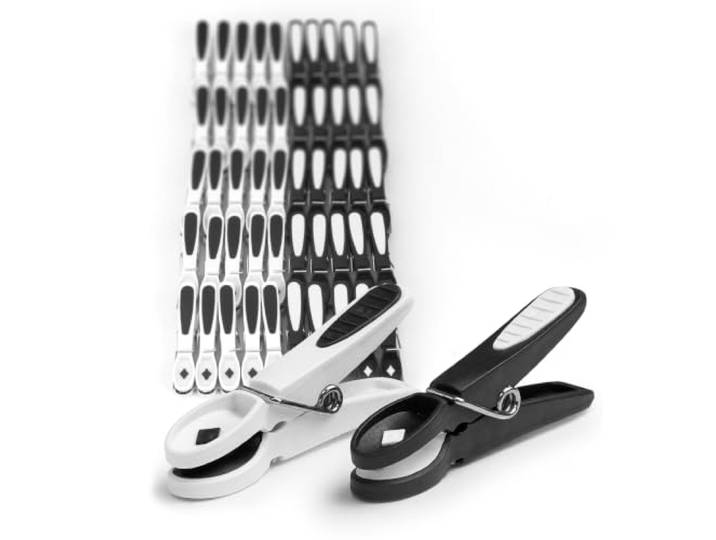 Relaxdays Pinces à Linge Soft Grip\, 50 pcs\, Noir/Blanc en plastique caoutchouté\, résistantes