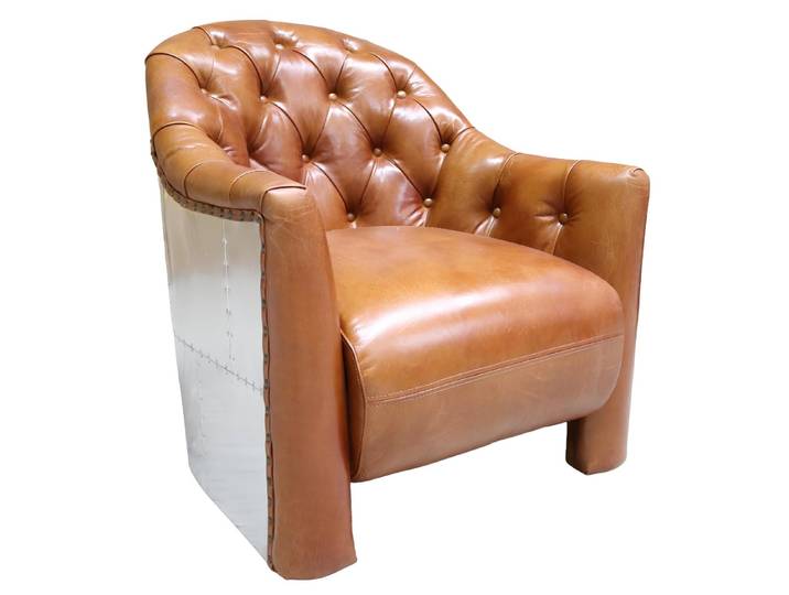 Xlmoebel Chesterfield-Sessel Clubsessel im Flugzeug-Design aus Vintage-Leder (Sessel), Hergestellt in Europa