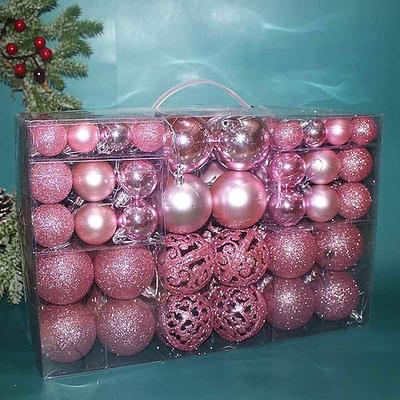 100 Stück Christbaumkugeln, Christbaumkugeln, Ornamente, Weihnachtsdekorationen, glänzende, hohle, runde Kugeln, Geschenkbox-Set für die Weihnachtsfeier, Szenenlayout, Weihnachtsbaum-Hängedekoration,