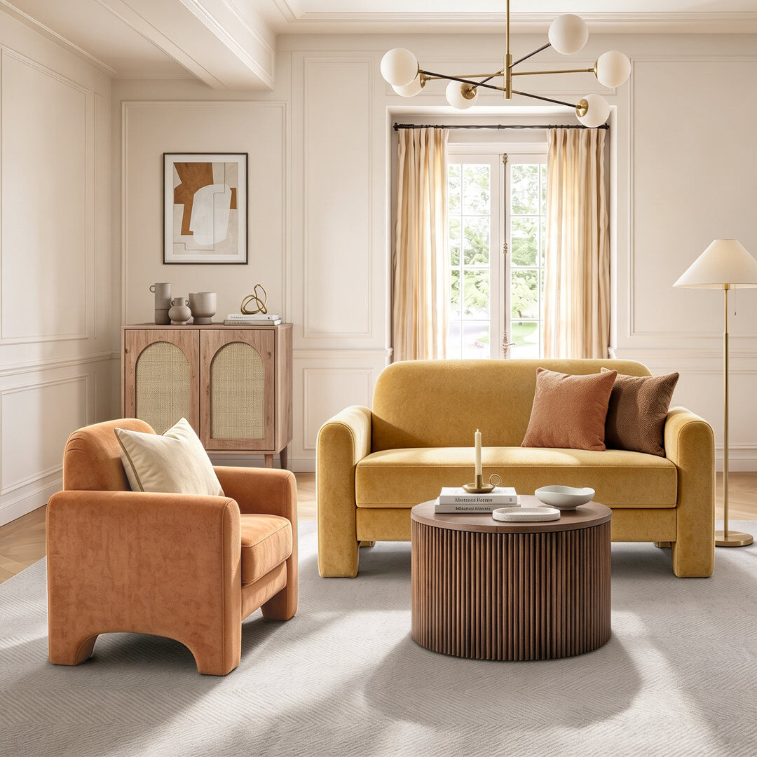 Brayden Studio Living Room Set Camel/Orange 2