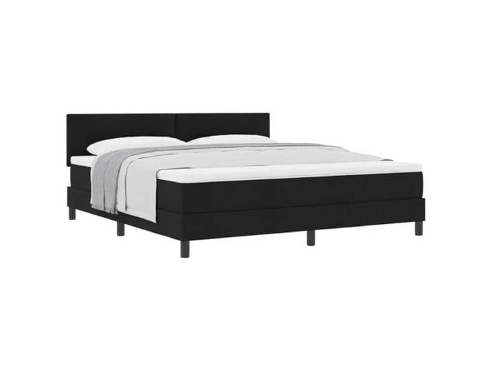 KKgypkn Boxspringbett mit Kopfteil Schwarz 180 x 200 cm Stoff, Boxspringbett mit Matratze 180x200, modernes Design mit verstellbarem Kopfteil und atmungsaktivem Stoffbezug